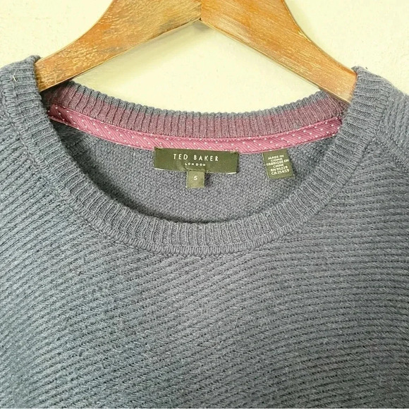 Ted Baker Men’s Cotton Blend Crewneck Dark Blue Knit Sweater Size 5 (Large) - Picture 6 of 8